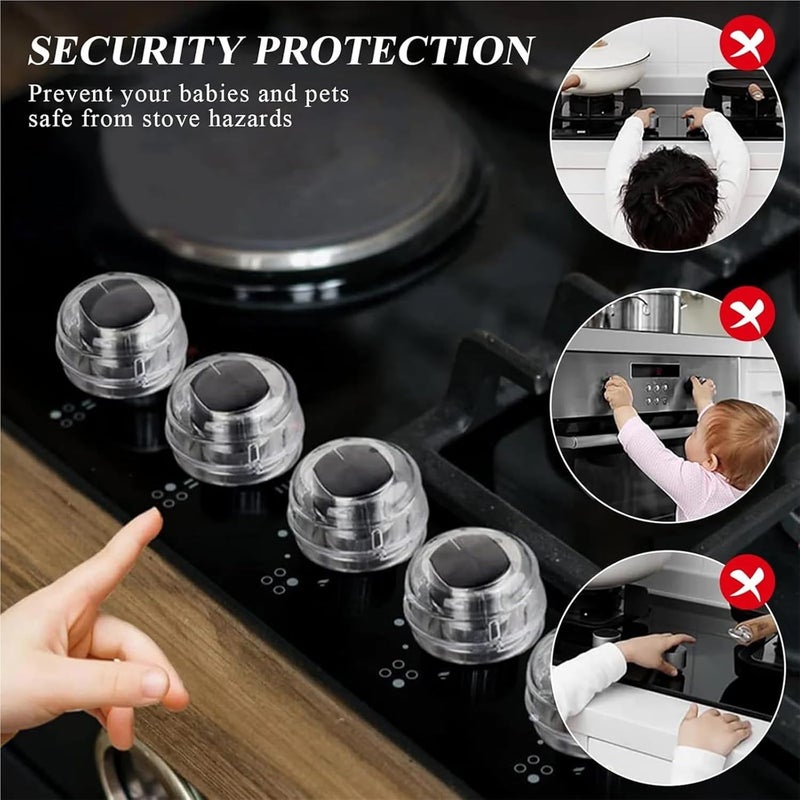 Gas Stove Knob Covers 8-50pcs Stove Knob Cover Clear Black Universal Size Gas Covers Prevent Kids & Pets from Turning on Stoves(Clear,50PCS) - Image 3