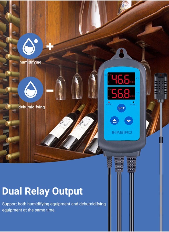 INKBIRD - INKBIRD Digital WiFi Humidity Controller IHC-200-WIFI Dual Outlet Pre-Wired Humidistat Support Humidifier Dehumidifier Fan - Image 1