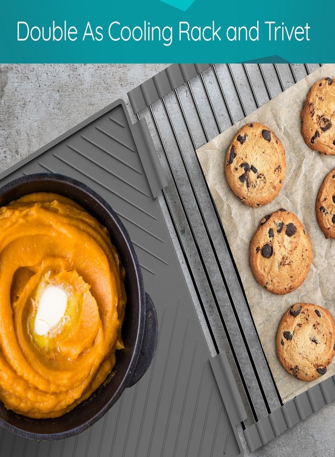 HIGHERHUMAN Silicone Dish Drying Mat and Dish Drain Rack System All in One Counter and Sink Rack (Medium Grey) - Image 5