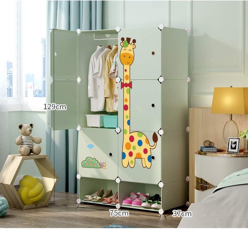 EXVITO 12 Door Kids Plastic Wardrobe for Clothes, Foldable Plastic Almirah for Clothes, Collapsible Wardrobe for Storage, Baby Cupboard for Clothes Storage - (Dyno Green, 8 Door) - Image 3