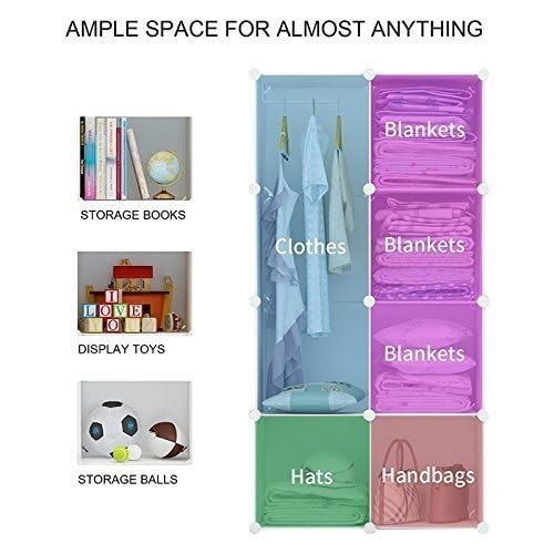 EXVITO 12 Door Kids Plastic Wardrobe for Clothes, Foldable Plastic Almirah for Clothes, Collapsible Wardrobe for Storage, Baby Cupboard for Clothes Storage - (Dyno Green, 8 Door) - Image 4