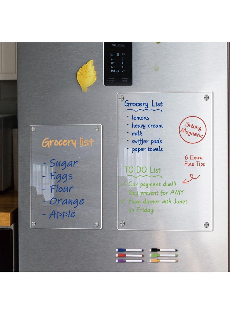 2pcs magnetic transparent acrylic weekly plan message board with erasable DIY magnetic refrigerator sticker - Image 1