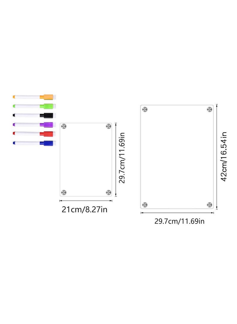 2pcs magnetic transparent acrylic weekly plan message board with erasable DIY magnetic refrigerator sticker - Image 2