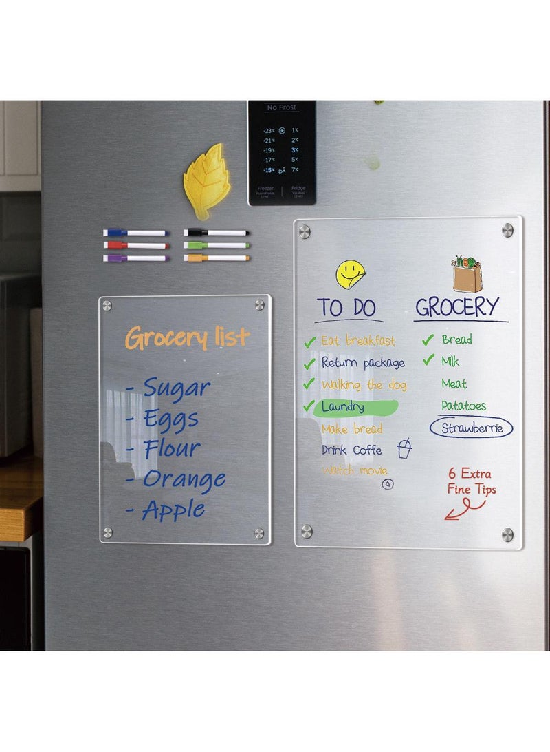 2pcs magnetic transparent acrylic weekly plan message board with erasable DIY magnetic refrigerator sticker - Image 3