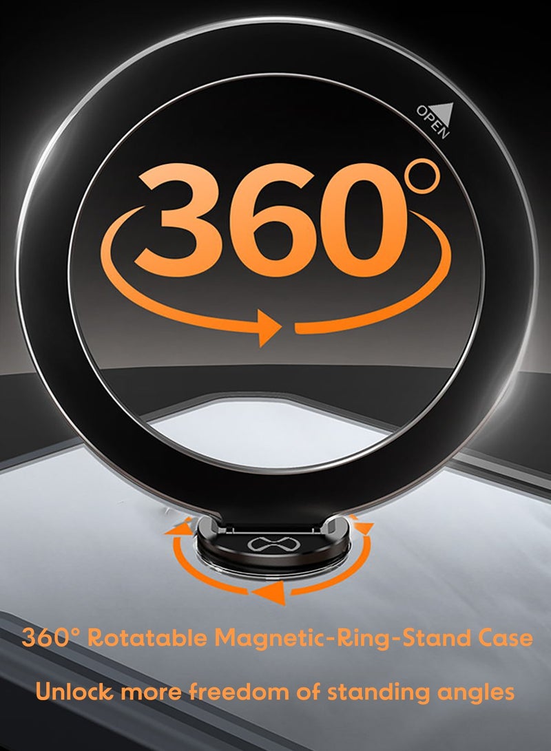 For Honor Magic 7 Pro Case, Rotatable Magnetic Ring Stand, Transparent Anti-Yellowing Mobile Cover, Shockproof Protection Back Cover - Image 3