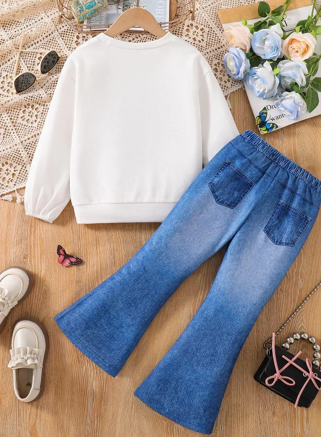 Take Two Take Two Girls Butterfly Print Top and Flare Pants Set