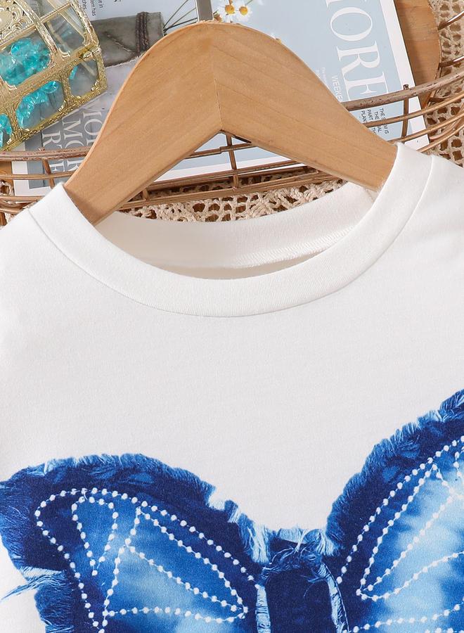 Take Two Girls Butterfly Print Top and Flare Pants Set - Image 3