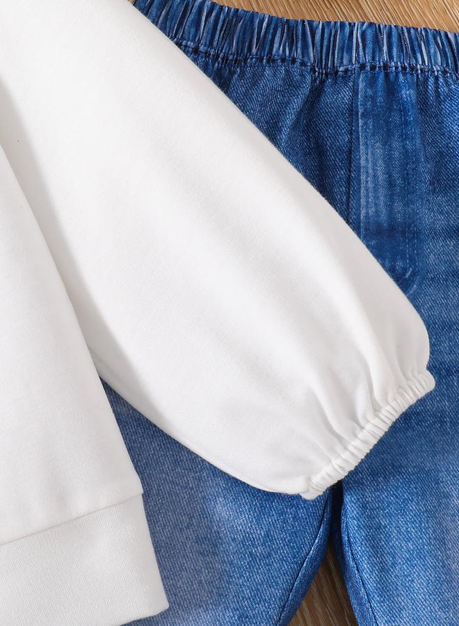 Take Two Girls Butterfly Print Top and Flare Pants Set - Image 4