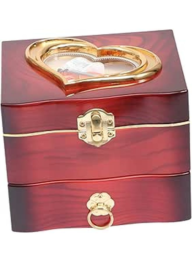 Creative Music Jewelry Box With Dancing Ballerina Figurine Red Jewelry Storage Container For Girls - Image 1