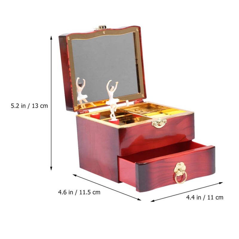 Creative Music Jewelry Box With Dancing Ballerina Figurine Red Jewelry Storage Container For Girls - Image 3