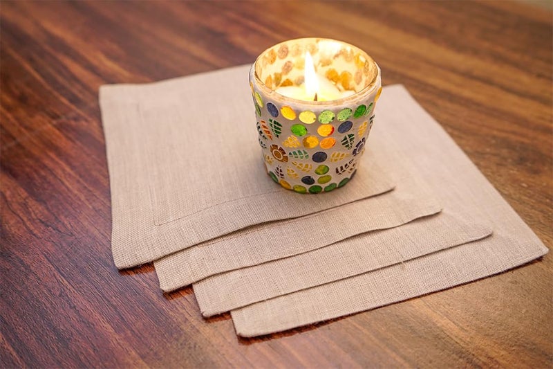 Cloud Fino Pure Linen Cocktail Napkin 6x6 Set of 12 100 French Flax Stone Washed for Softness Zigzag Stich Small Cloth Beverage Party Bar Coffee Dessert Wedding Napkin CoasterLight Natural - Image 2