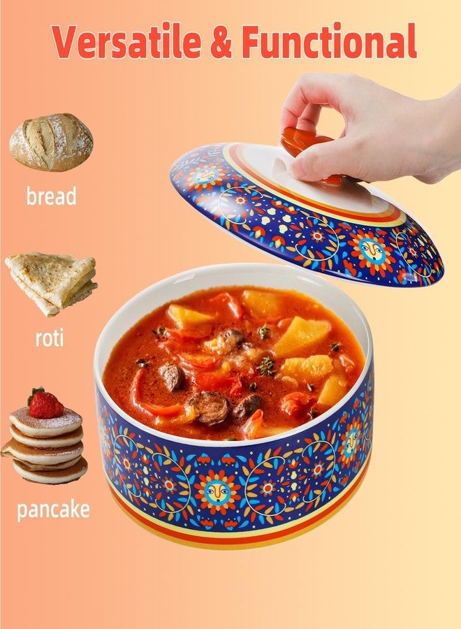 WRINGKIT Ceramic Tortilla Warmer, 8.5 Inch Tortilla Holder with Lid, Tortilla Pancake Keeper Storage Container for Flour Taco, Chapati, Roti Bread, Microwave Dishwasher Safe - Image 3