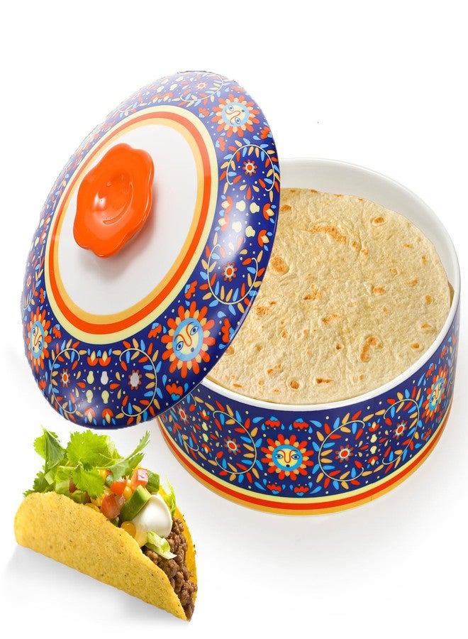 WRINGKIT Ceramic Tortilla Warmer, 8.5 Inch Tortilla Holder with Lid, Tortilla Pancake Keeper Storage Container for Flour Taco, Chapati, Roti Bread, Microwave Dishwasher Safe - Image 1