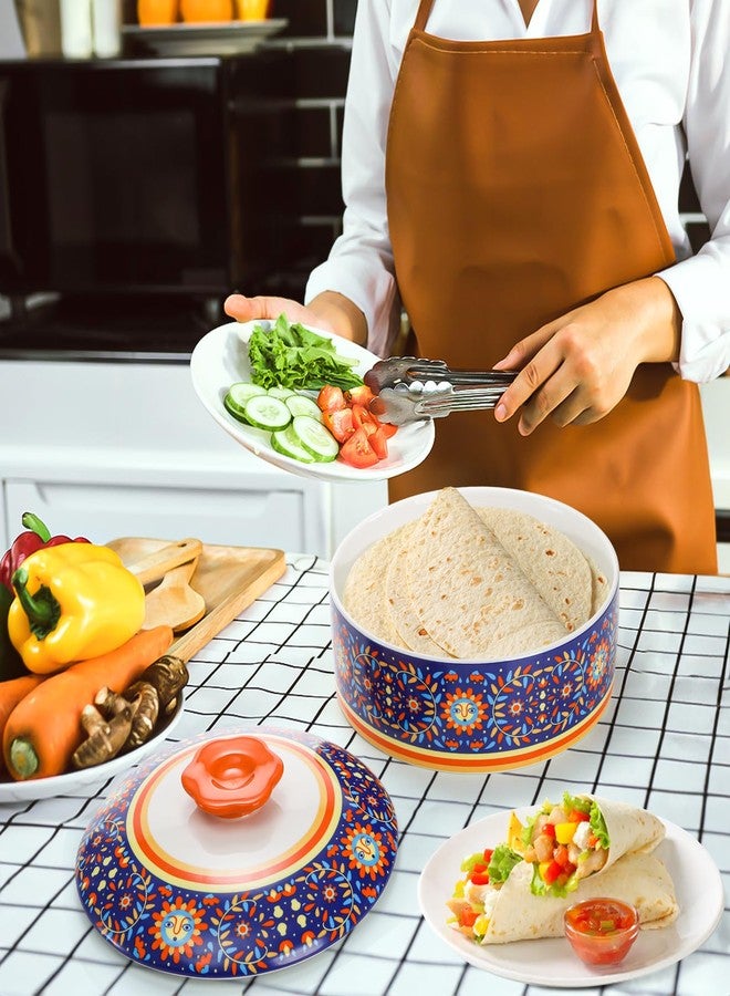 WRINGKIT Ceramic Tortilla Warmer, 8.5 Inch Tortilla Holder with Lid, Tortilla Pancake Keeper Storage Container for Flour Taco, Chapati, Roti Bread, Microwave Dishwasher Safe - Image 5