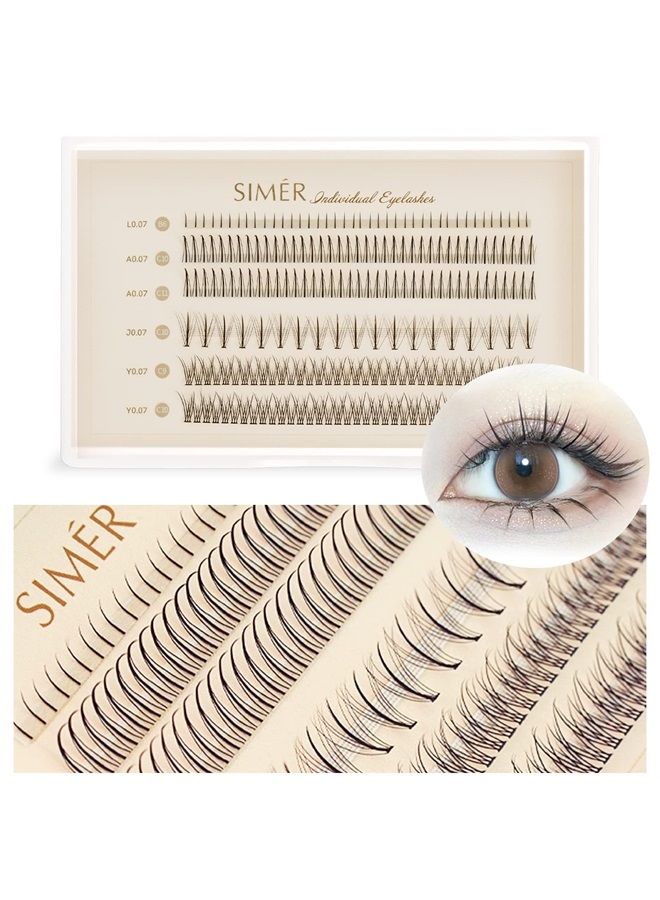 SIMER 4 Types Individual Lashes 220 Clusters Lashes Natural Look 6-11mm Eyelash Extension Kit with Fishtail Lash ＆ A Type False Eyelashes ＆ Bottom Lashes for Make Up DIY - Image 1