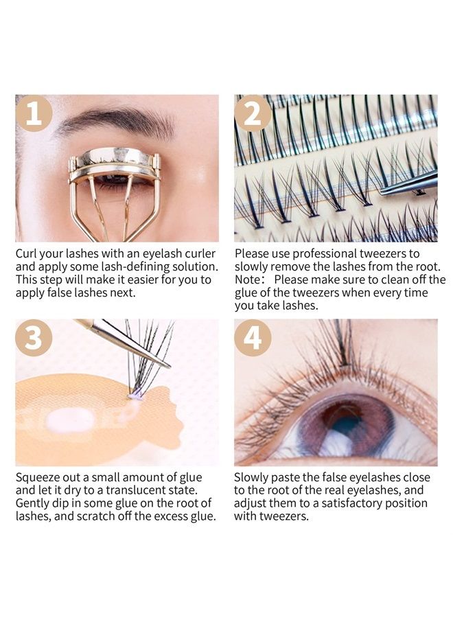 SIMER 4 Types Individual Lashes 220 Clusters Lashes Natural Look 6-11mm Eyelash Extension Kit with Fishtail Lash ＆ A Type False Eyelashes ＆ Bottom Lashes for Make Up DIY - Image 4