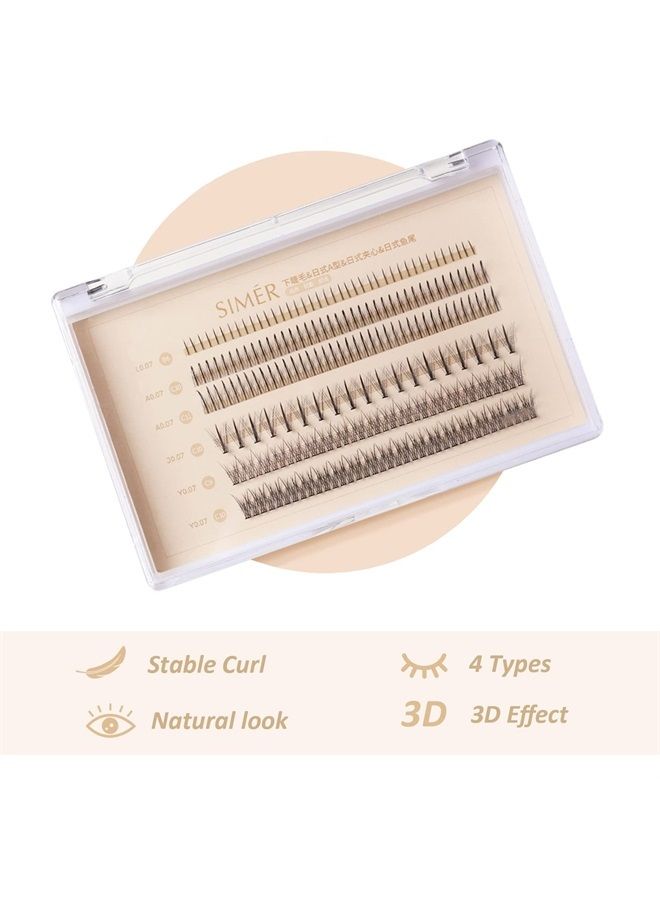 SIMER 4 Types Individual Lashes 220 Clusters Lashes Natural Look 6-11mm Eyelash Extension Kit with Fishtail Lash ＆ A Type False Eyelashes ＆ Bottom Lashes for Make Up DIY - Image 2