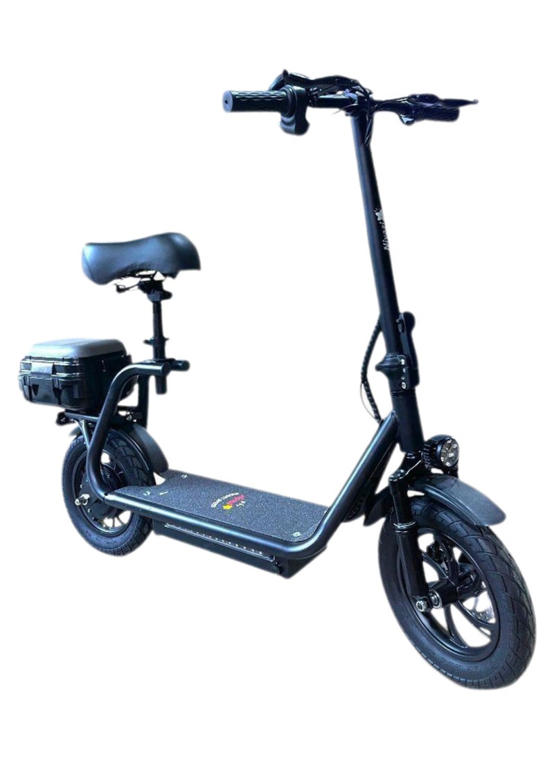 Niyazi - Electric Scooter with Extra Seat and Storage Box | Electric Scooter for Adults | Electric Scooter with Two Seats | Foldable Electric Scooter | 48V Voltage | 500W Motor | Front and Rear Lights | Shock Absorption Suspension | Storage Box | Extra Seat for Passenger | Weight Capacity 120 KG | 12-Inch Tires - Image 1