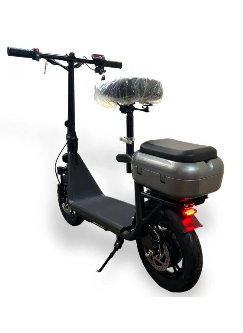 Niyazi - Electric Scooter with Extra Seat and Storage Box | Electric Scooter for Adults | Electric Scooter with Two Seats | Foldable Electric Scooter | 48V Voltage | 500W Motor | Front and Rear Lights | Shock Absorption Suspension | Storage Box | Extra Seat for Passenger | Weight Capacity 120 KG | 12-Inch Tires - Image 1