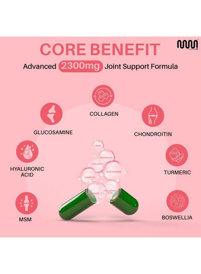 mastermedi Glucosamine Chondroitin MSM Collagen Capsules - 2300mg Joint Formula with Turmeric & Boswellia - 120 Capsules, 30-Day Supply - Non-Shark Sourced - Image 3