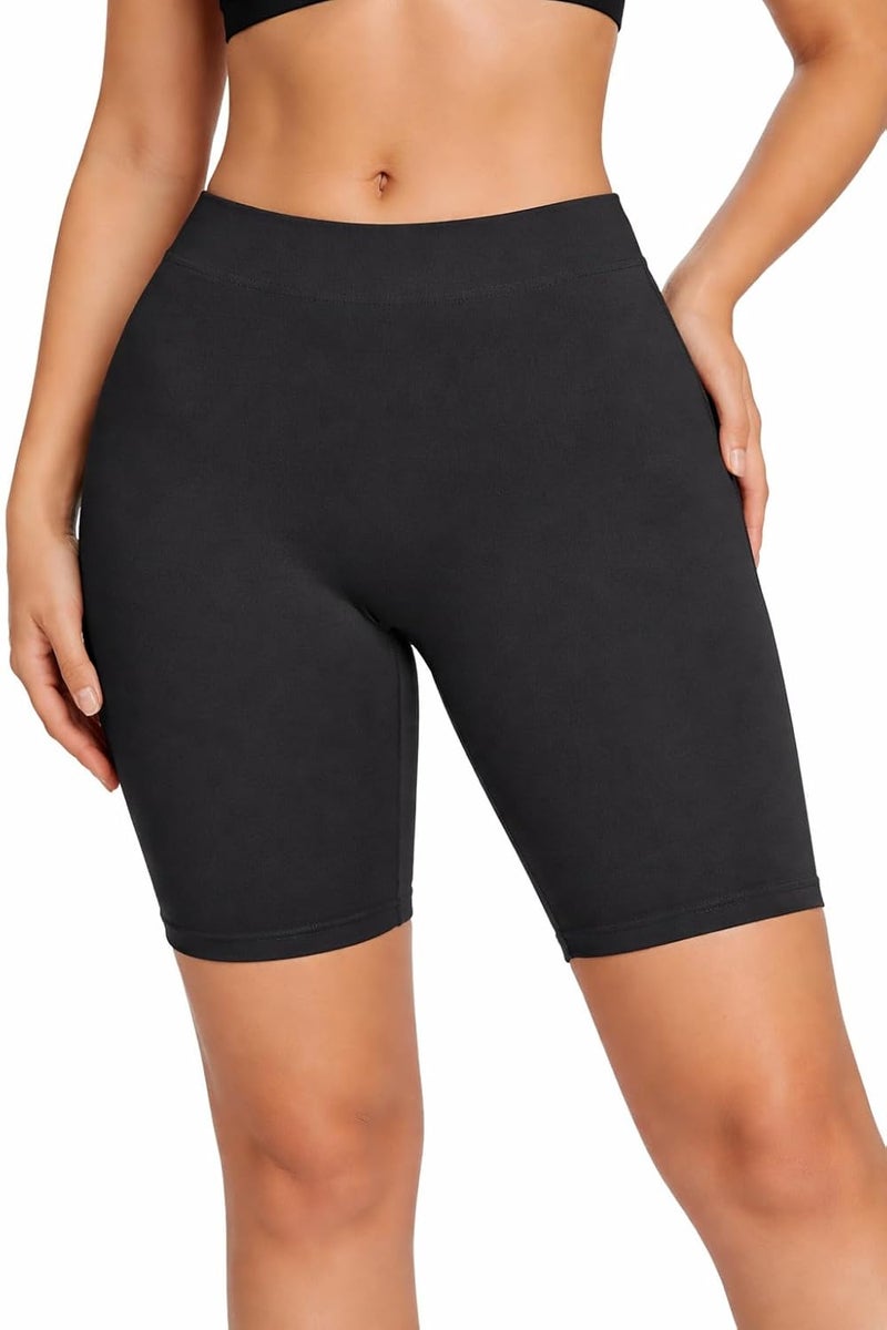 Mysha Women's High Waist Seamless Cycling Shorts - Soft Cotton Spandex Biker Shorts for Yoga and Workout - Image 1