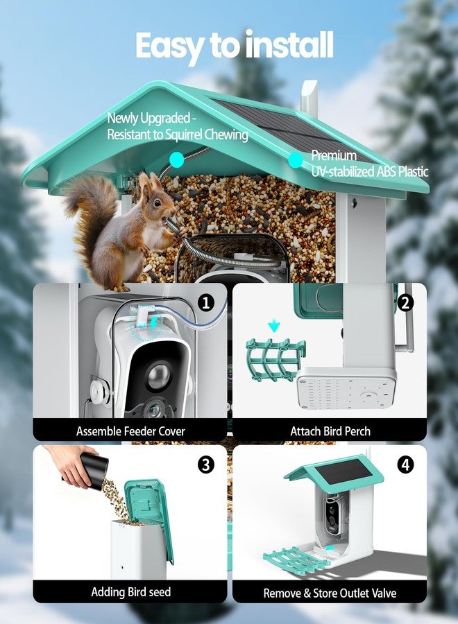 isYoung Smart Bird Feeder with Camera, AI Identifies 16,000+ Birds, Solar Powered, 2.5K HD, Auto Capture & Notify, Ideal Gift for Bird Lovers - Image 5