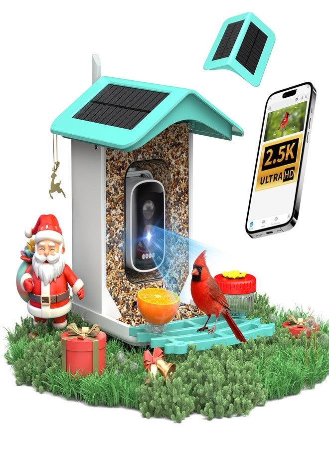 isYoung Smart Bird Feeder with Camera, AI Identifies 16,000+ Birds, Solar Powered, 2.5K HD, Auto Capture & Notify, Ideal Gift for Bird Lovers - Image 1