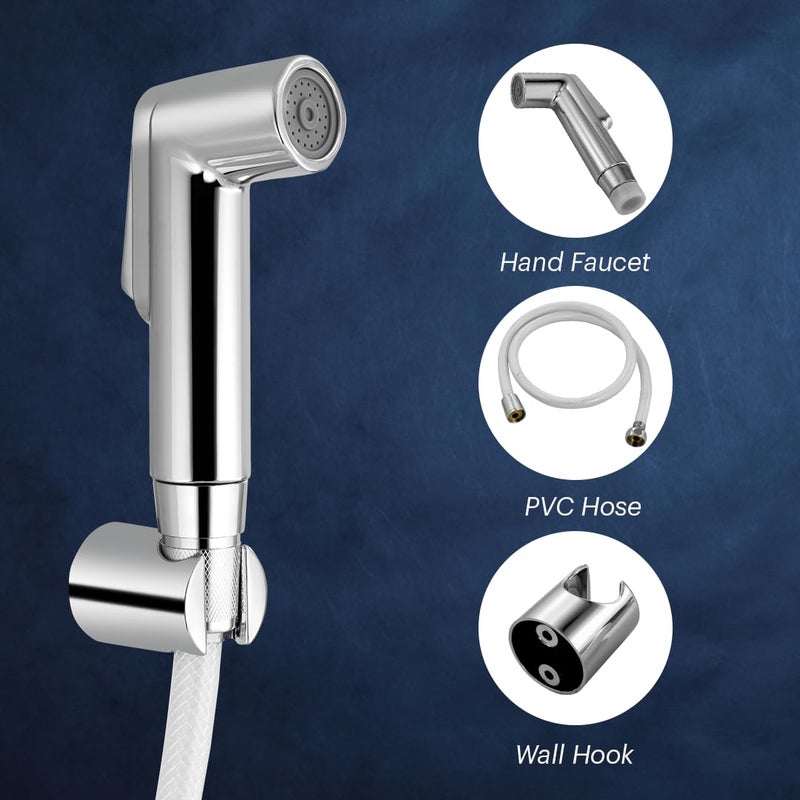 Johnson Bathrooms Wavy Health Faucet Abs Premium Jet Spray for Toilet AntiCorrosion Hand with 1 Mtr Flexible Hose Wall Hook Yr Warranty S0948Camz Chrome Colour - Image 3