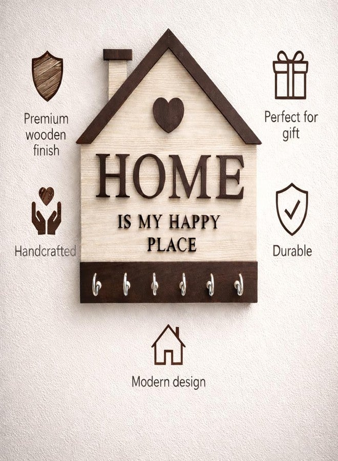Noblenest Home Designer Wooden Key Holder with 6 Hooks | Decorative Wall Mounted Key Holder for Home, Entrance & Office I Living Room Wall Decor I Decorative Items for Home Decor - Image 3