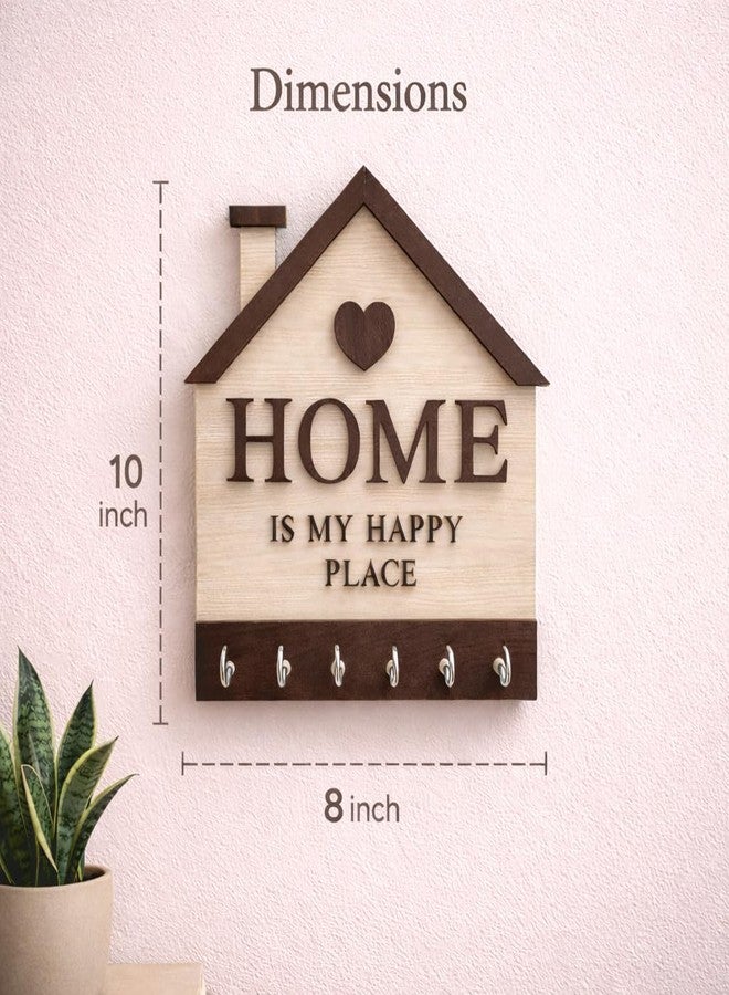 Noblenest Home Designer Wooden Key Holder with 6 Hooks | Decorative Wall Mounted Key Holder for Home, Entrance & Office I Living Room Wall Decor I Decorative Items for Home Decor - Image 4