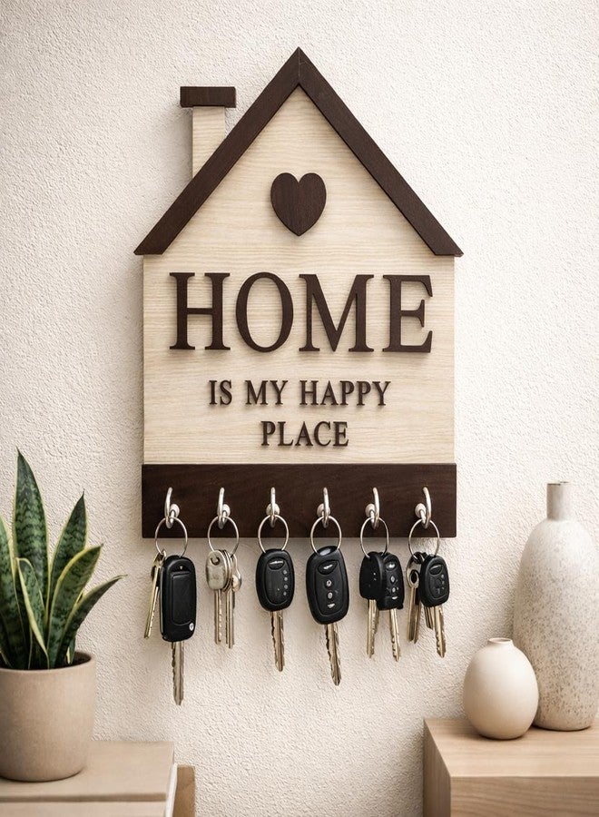 Noblenest Home Designer Wooden Key Holder with 6 Hooks | Decorative Wall Mounted Key Holder for Home, Entrance & Office I Living Room Wall Decor I Decorative Items for Home Decor - Image 2