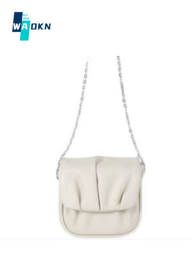 WAOKN - Women's Trendy Pleated Chain Crossbody Bag Sling Bag Side Bag, Ladies Versatile Mini Shoulder Bag Saddle Bag Handbag Carrying Bag Sling Bag - Image 1