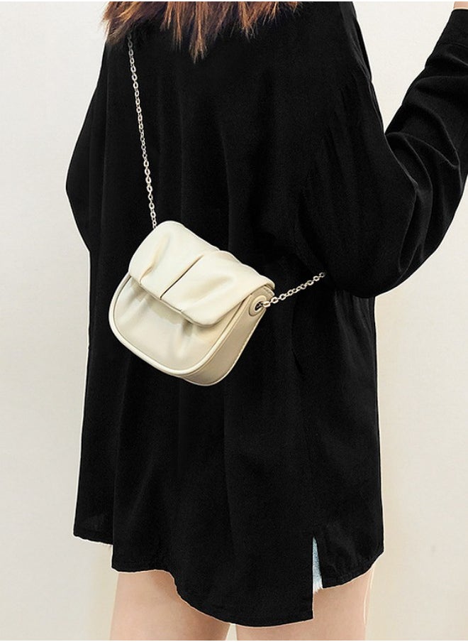 WAOKN - Women's Trendy Pleated Chain Crossbody Bag Sling Bag Side Bag, Ladies Versatile Mini Shoulder Bag Saddle Bag Handbag Carrying Bag Sling Bag - Image 1