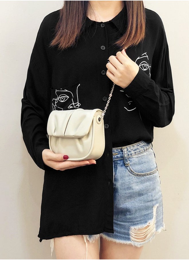 WAOKN - Women's Trendy Pleated Chain Crossbody Bag Sling Bag Side Bag, Ladies Versatile Mini Shoulder Bag Saddle Bag Handbag Carrying Bag Sling Bag - Image 1