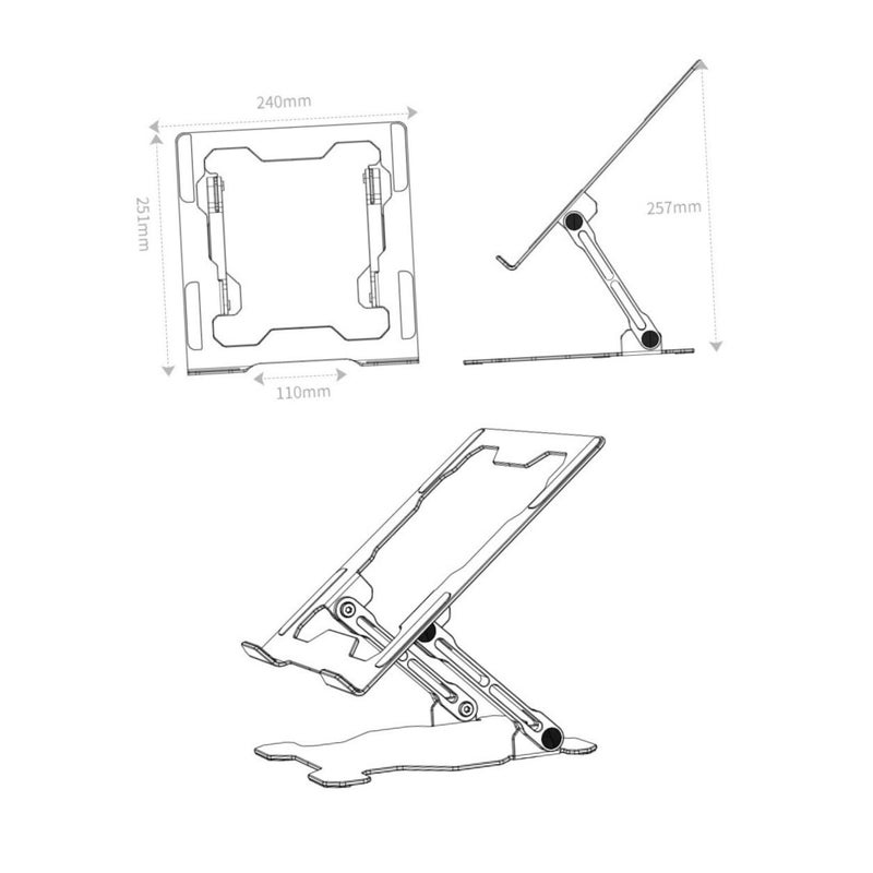 Adjustable Aluminum Alloy Laptop Stand Desktop Riser with Cooling Support - Image 5