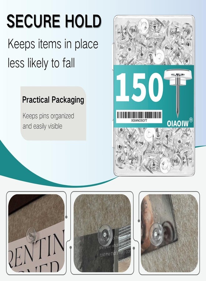 OIAOIW 150 PCS Flat Clear Short Push Pins for Wall Thumb Tacks for Walls Flat thumbtacks Push pin for Bulletin Board Shadow Box Display Thumbtack for Cork Board - Image 3