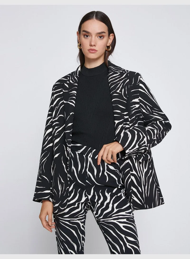 KOTON Zebra Patterned Blazer Jacket