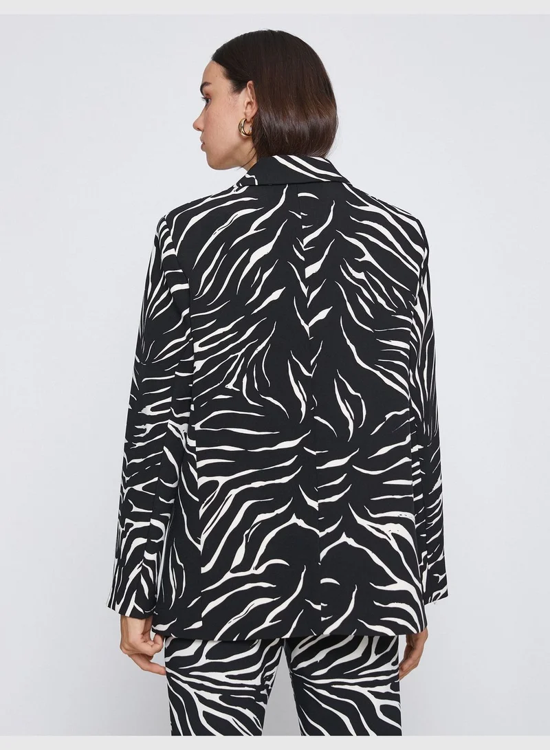KOTON Zebra Patterned Blazer Jacket