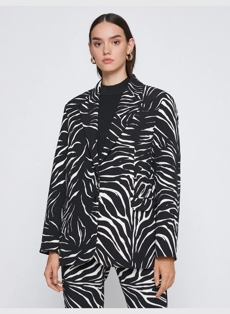 KOTON Zebra Patterned Blazer Jacket