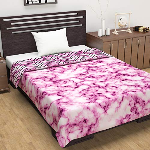Divine Casa 120 GSM Microfiber Single Dohar | Soft & Lightweight Throw Blanket | Cozy & Breathable | All-Season Comfort | 210 x 140 CM | Marble Pattern | Pink Marble - Image 2