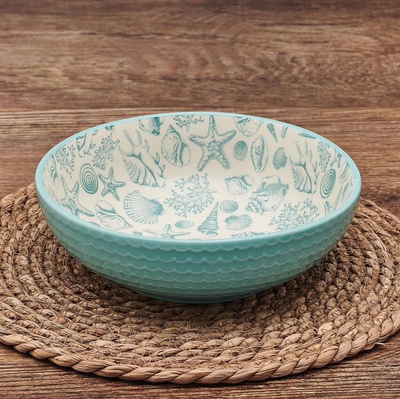Pfaltzgraff Venice Set of 2 Pasta Bowls 8 Inch Teal and White - Image 5