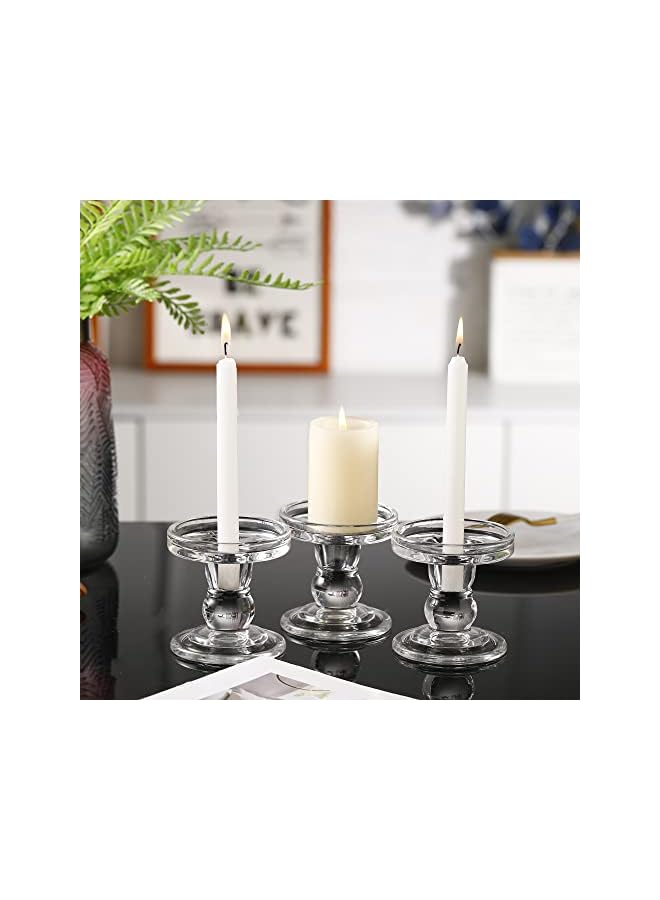 The Bros Glass Candle Holder for Pillar Candle Holder/Taper Candlestick Holders, Decorative Candle Sticks Set of 3, for Formal Events, Wedding, Church, Holiday DéCor, Table Centerpiece Decoration - Image 2