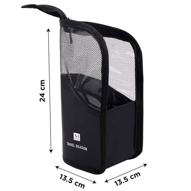 NFI essentials PVC Pack of 2 Makeup Brush Organizer Bag for Women Portable Makeup Brush Holder Travel Makeup Brush Case Standing Zipper Waterproof Cosmetic Brush Pouch - Image 4