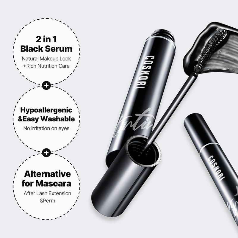 COSNORI Eyelash Tinting Serum 01 Deep Black - Korean Eyelash Boost Tinted Serum â€“ Eyebrow Growth Enhancer for Longer and Thicker â€“ Lash Perm Essential - Vegan, Irritation Free 0.3 fl.oz / 9g (Black) - Image 4
