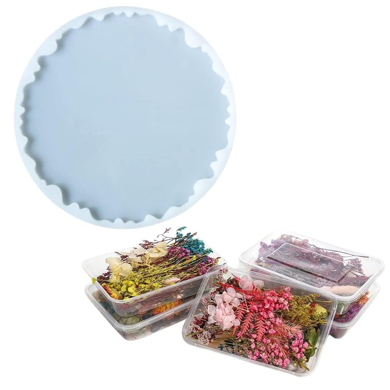 Snoogg The Snoogg 16-inch Agate Irregular Resin Silicone Mold Irregular geode is with 1 Pack of Dry Flower Box Ideal for Crafting Frame Trays Home Decoration DIY and Clock Designs. - Image 2