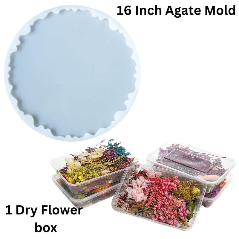 Snoogg The Snoogg 16-inch Agate Irregular Resin Silicone Mold Irregular geode is with 1 Pack of Dry Flower Box Ideal for Crafting Frame Trays Home Decoration DIY and Clock Designs. - Image 3