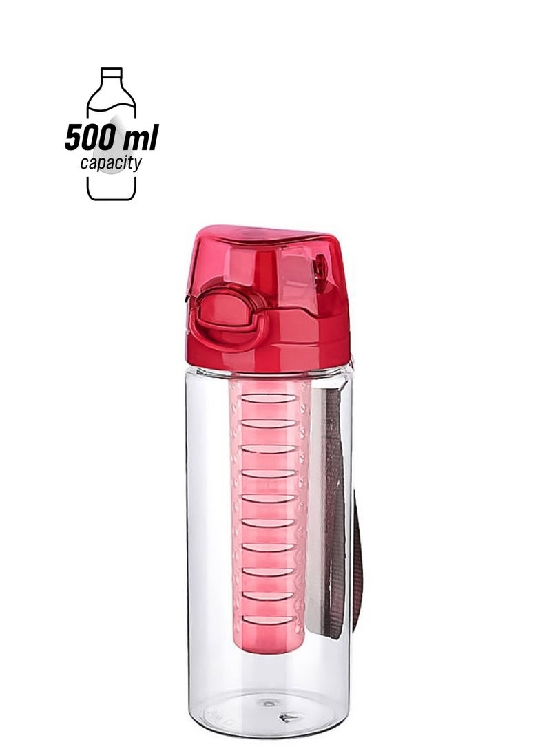 تيتيز زجاجة ماء من الفاكهة مع وعاء ضخ كامل الطول وزجاجة عصير محمول غطاء (أحمر ، 500 مل) - Image 1