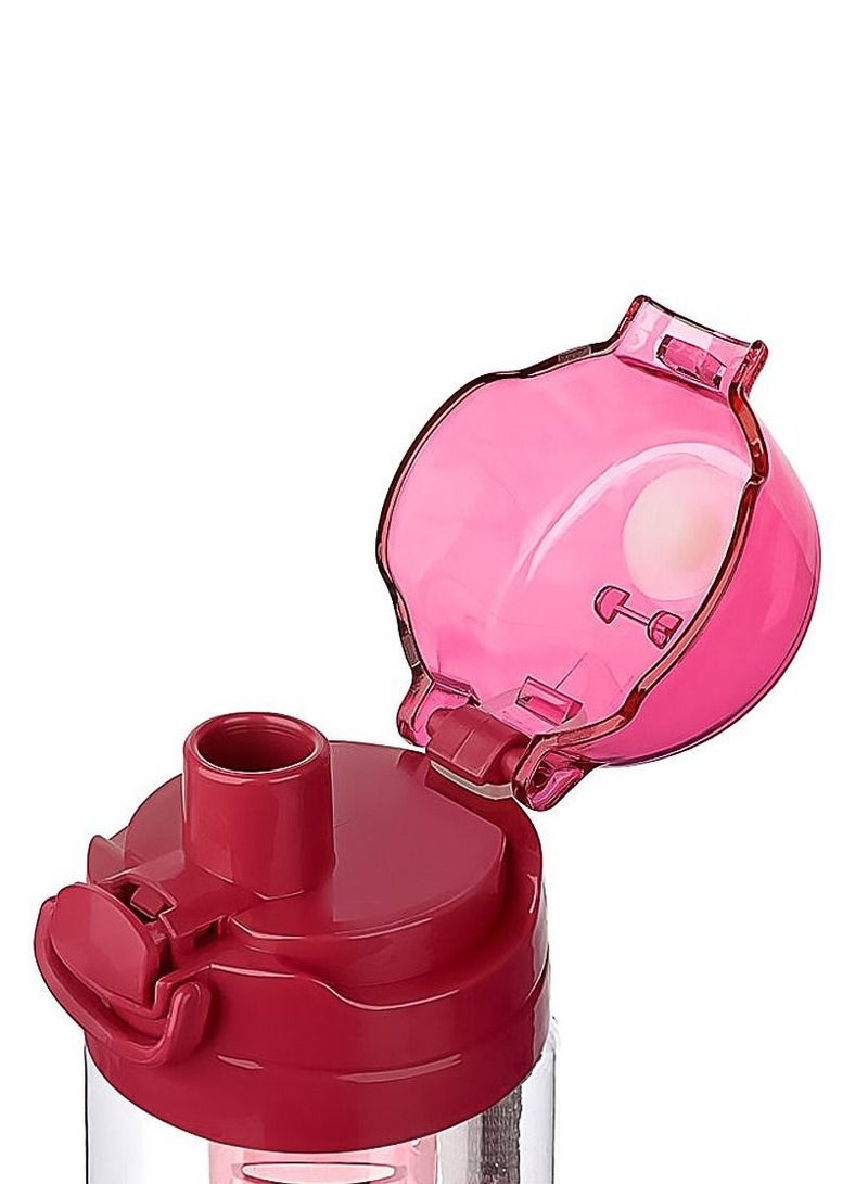 تيتيز زجاجة ماء من الفاكهة مع وعاء ضخ كامل الطول وزجاجة عصير محمول غطاء (أحمر ، 500 مل) - Image 3