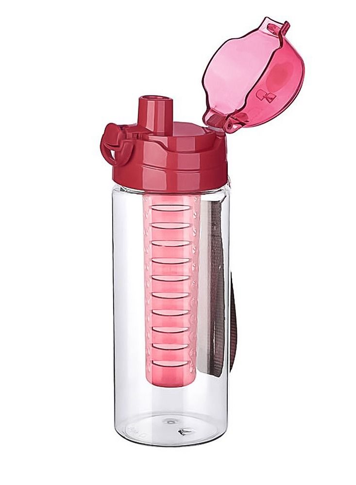 تيتيز زجاجة ماء من الفاكهة مع وعاء ضخ كامل الطول وزجاجة عصير محمول غطاء (أحمر ، 500 مل) - Image 2