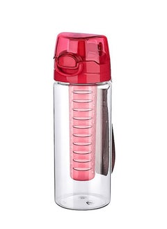 Titiz Fruit Infuser Water Bottle with Full Length Infusion Rod and Flip Lid Portable Juice Bottle (Red, 500ml)  - Image 1